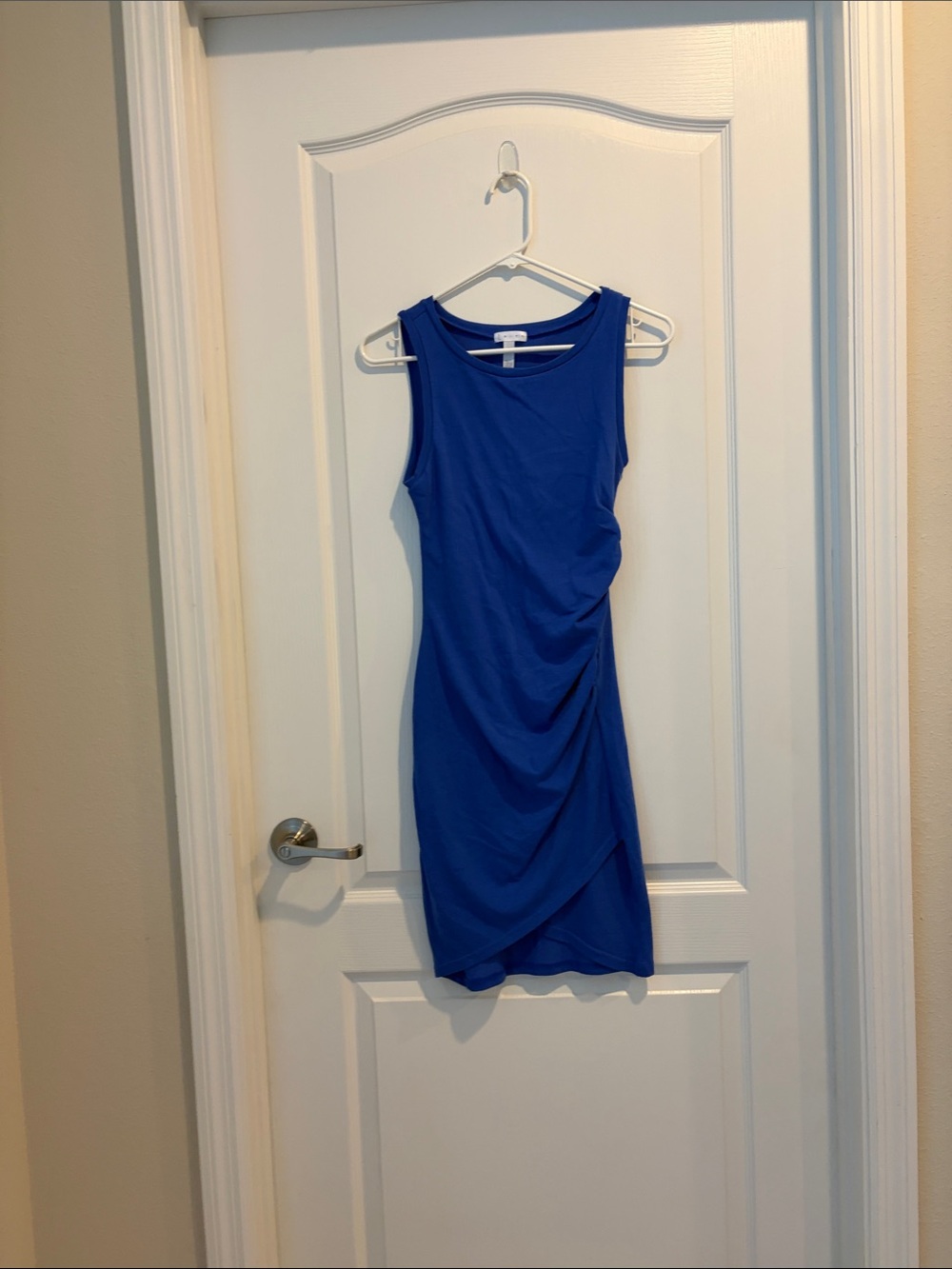 Leith Sleeveless Royal Blue Ruched Midi Dress